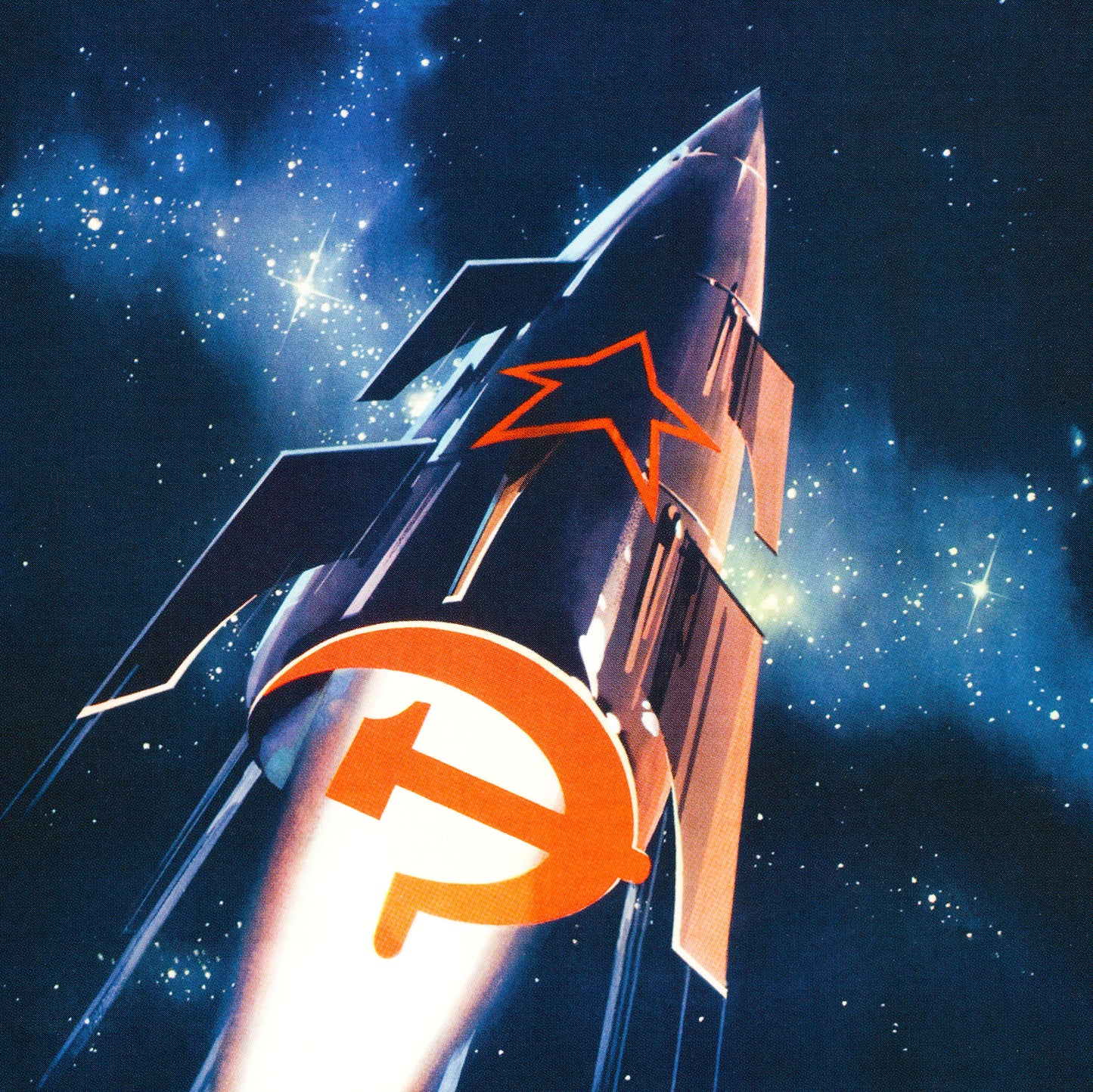 Rare Soviet space propaganda poster featuring a heroic cosmonaut with the slogan “We are born to turn a fairy tale into reality!” High-resolution print on premium Japanese paper. Coloseup