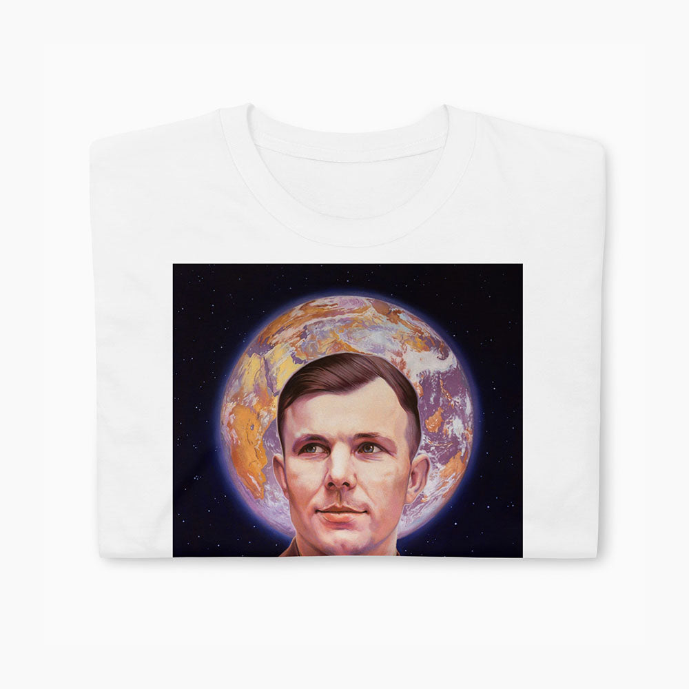 Yuri Gagarin T-Shirt – Soviet Space Icon with Earth Halo – Cosmonaut USSR Tee