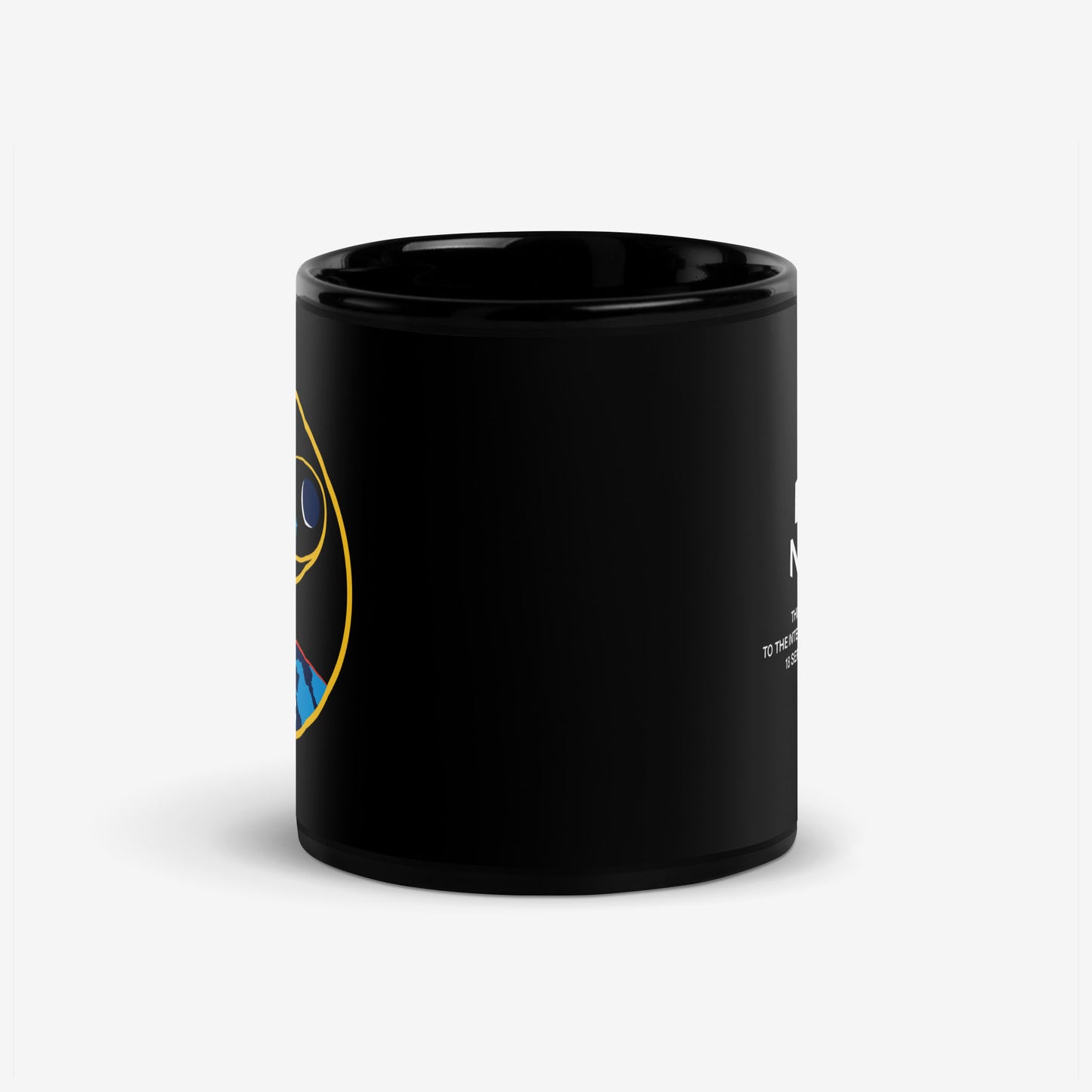 ISS Expedition 14 Mug with Soviet space logo (2006–2007), high-quality design on 11 oz ceramic black mug