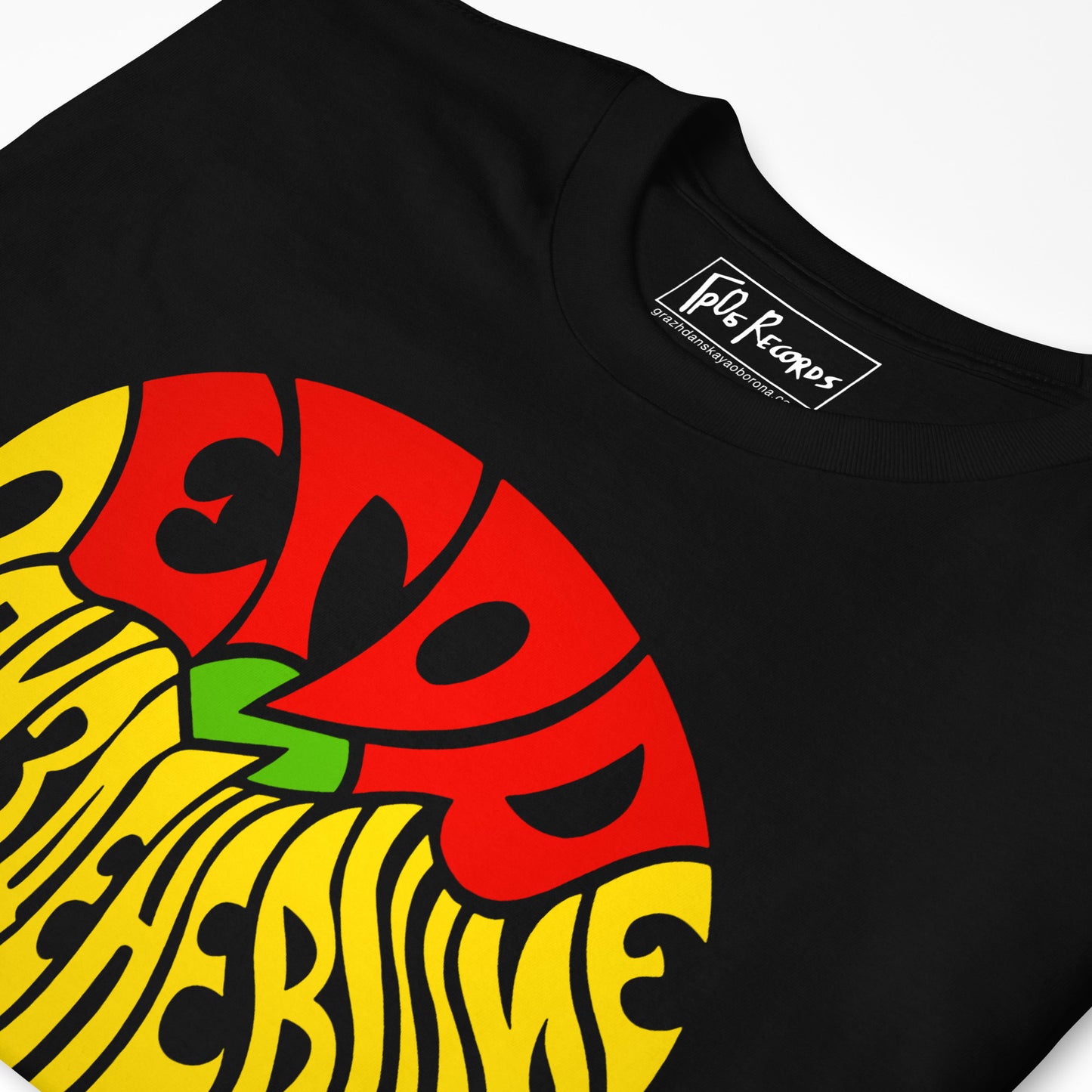 Egor Letov & Opizdenevshie Grazhdanskaya Oborona GrOb band Tshirt - front design and inside label closeup photo