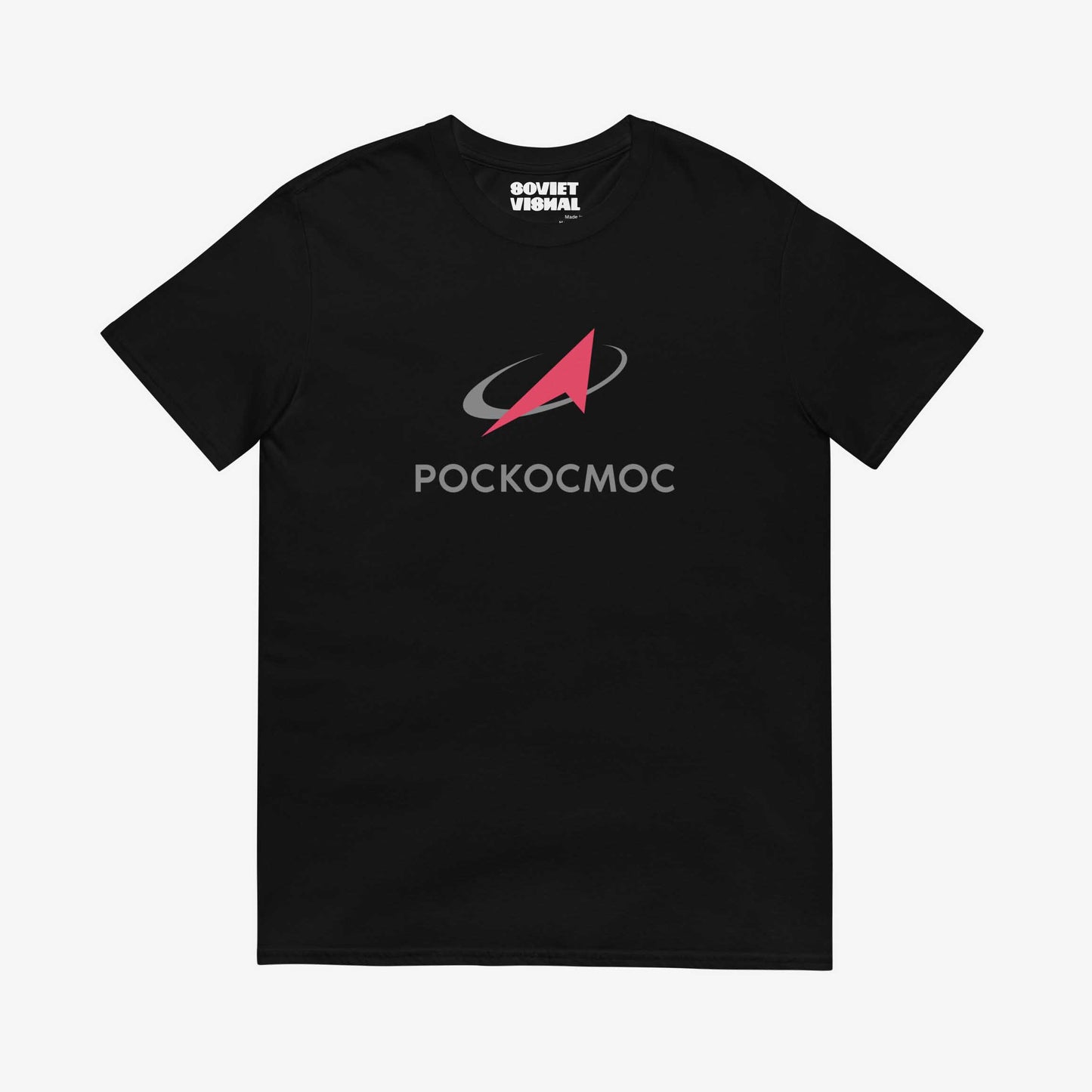 Roscosmos logo T-shirt in English, featuring the official emblem of Russia’s space agency on premium cotton fabric.