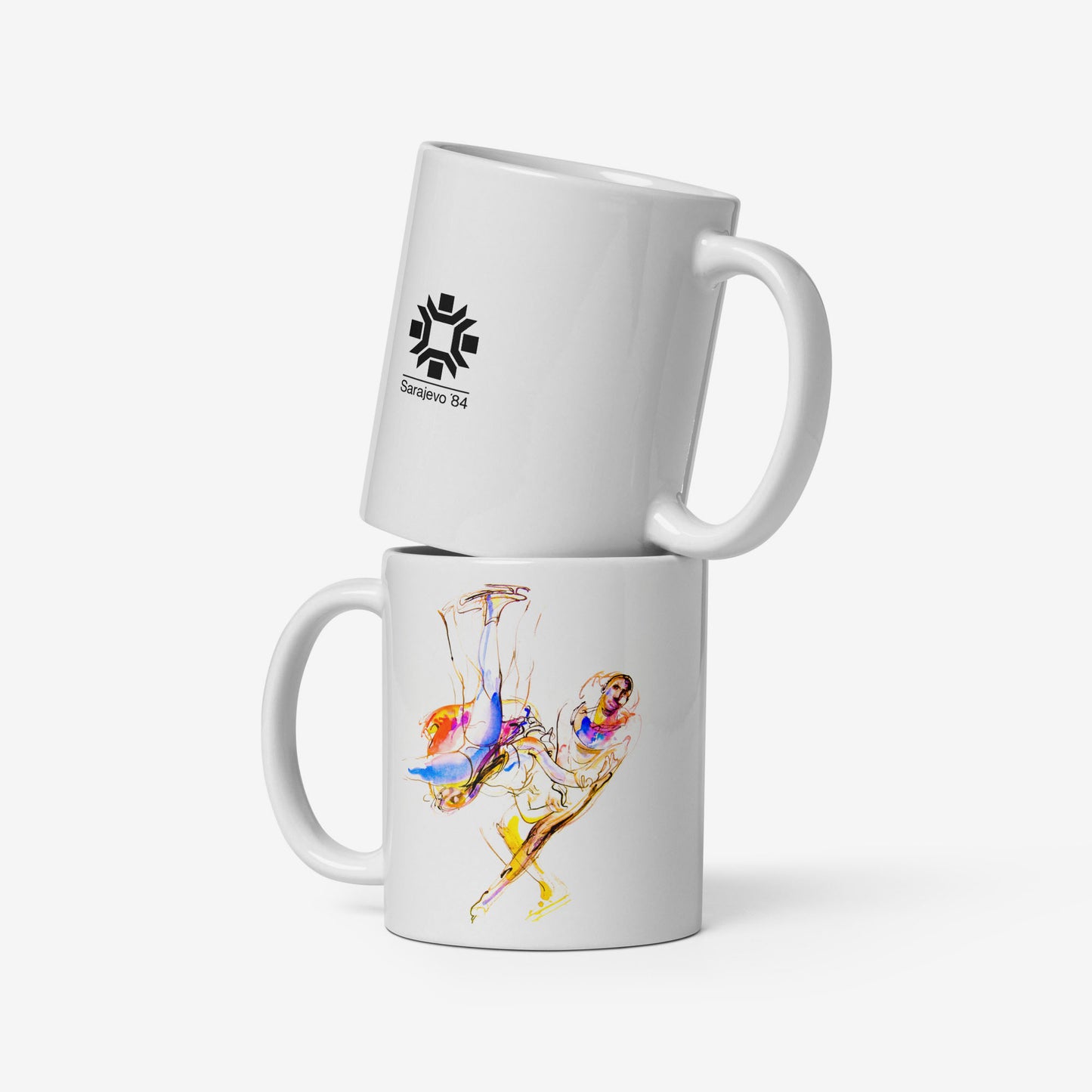 Mug with Figure Skating artwork from the Sarajevo 1984 Winter Olympics by Ismar Mujezinović
