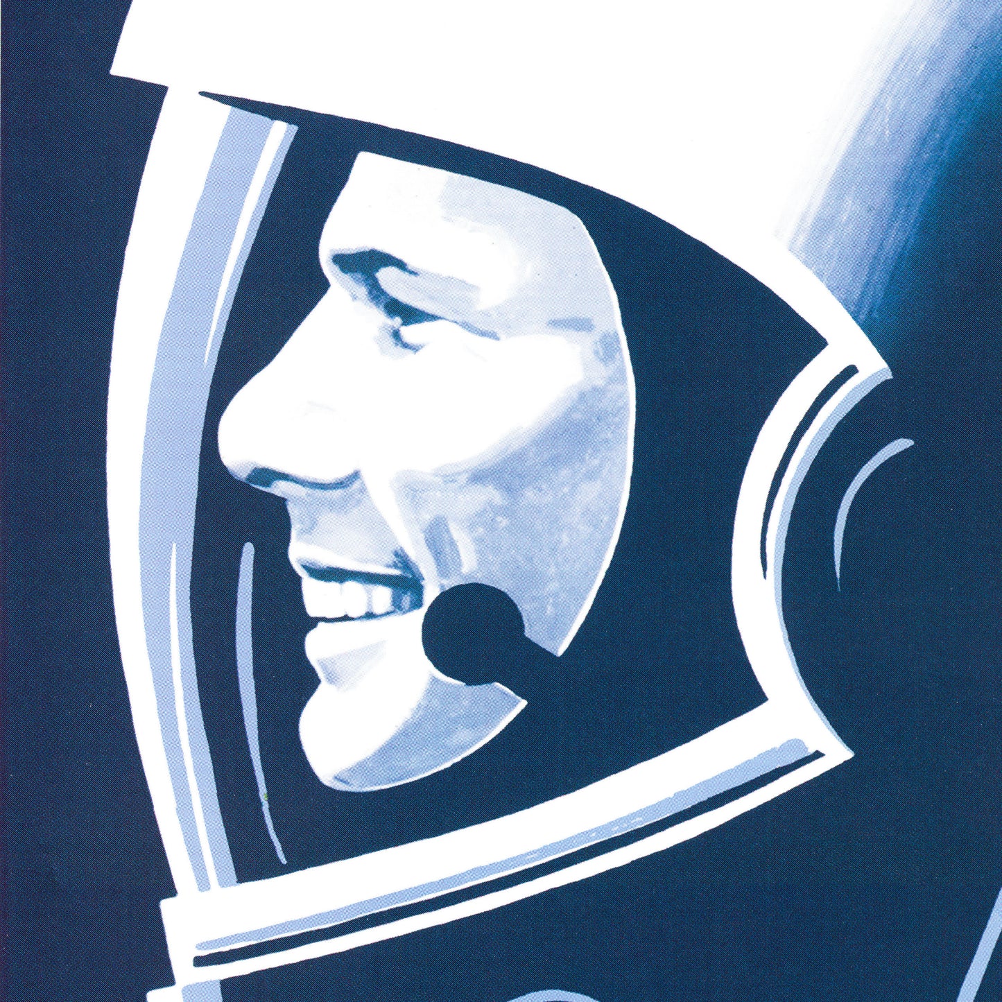 Large Soviet space poster featuring Yuri Gagarin and flags of USSR-aligned nations, symbolizing international cooperation in space exploration. Premium high-resolution print on quality Japanese paper.