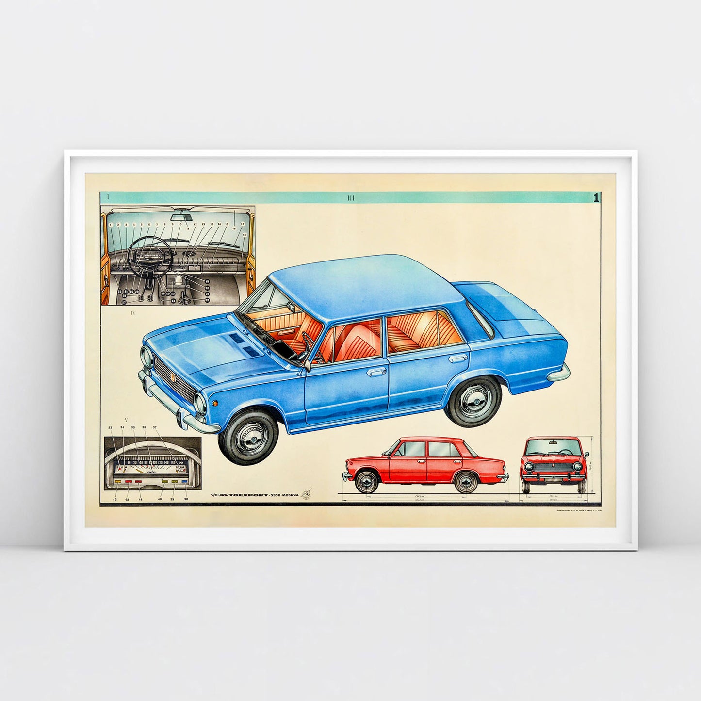 Lada Soviet Car poster - Large Rare Autoexport USSR Vintage Advertisement - Exclusive to Sovisual.art