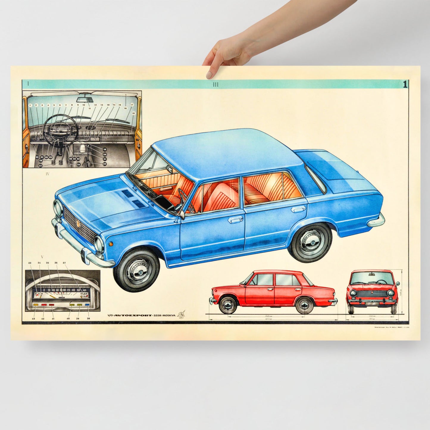 Lada Soviet Car poster - Large Rare Autoexport USSR Vintage Advertisement - Exclusive to Sovisual.art
