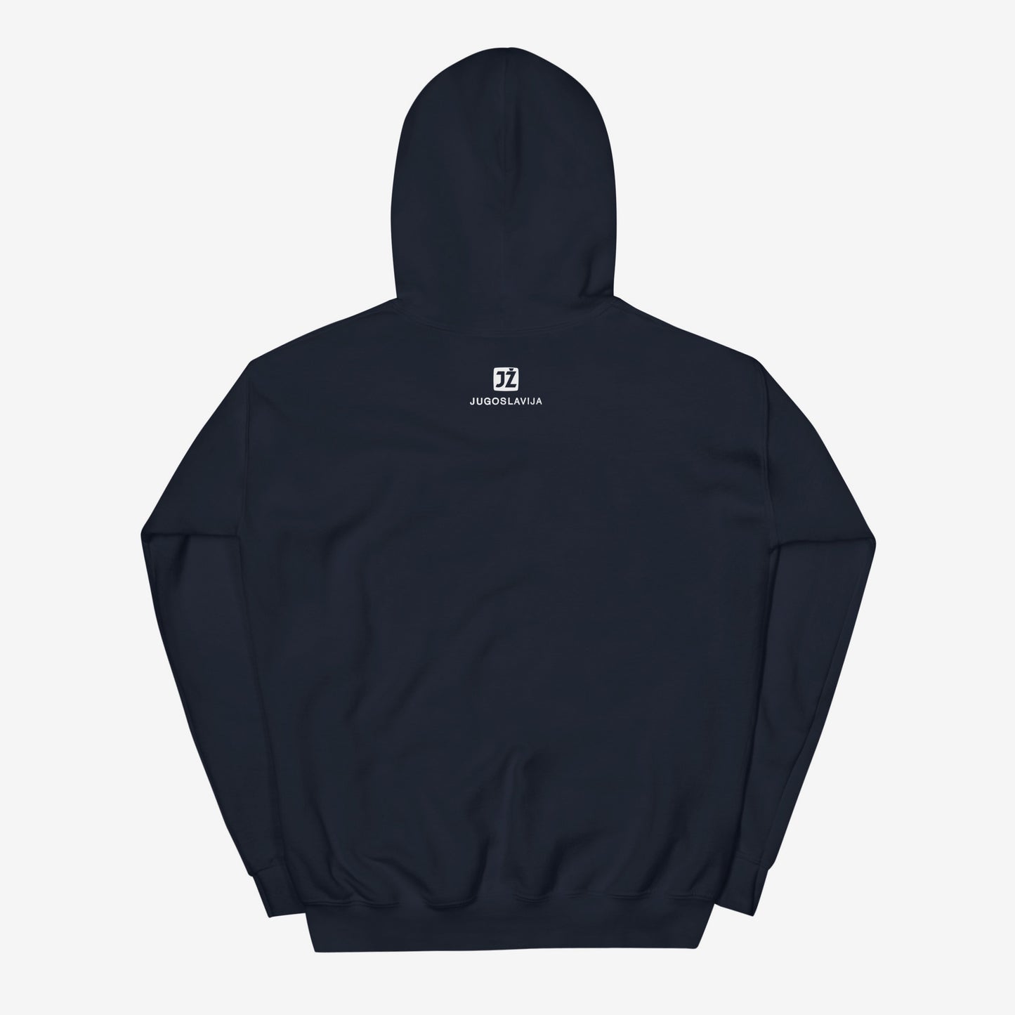 Beograd-Bar Yugoslavia JŽ railway hoodie featuring historic train logo.