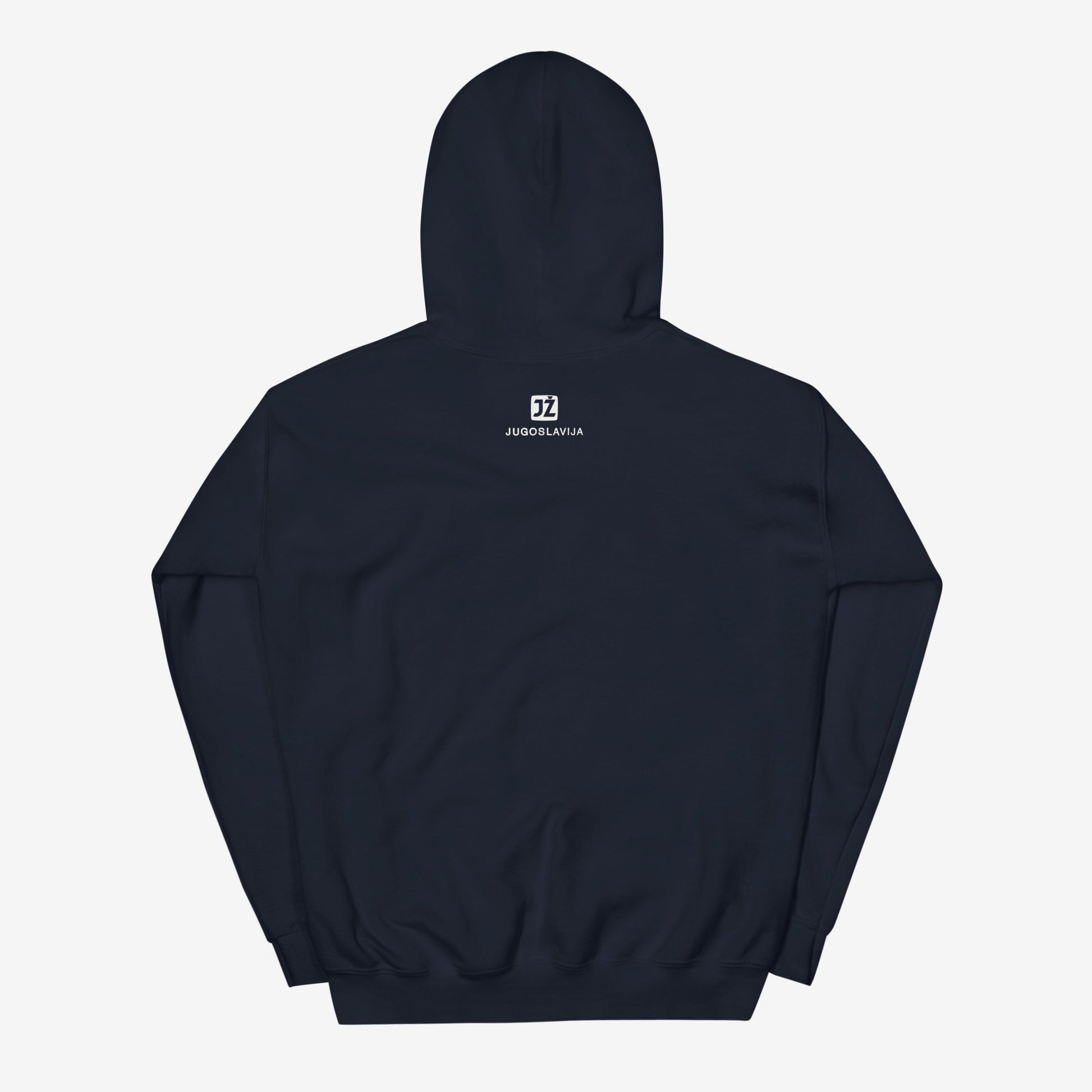 Beograd-Bar Yugoslavia JŽ railway hoodie featuring historic train logo.