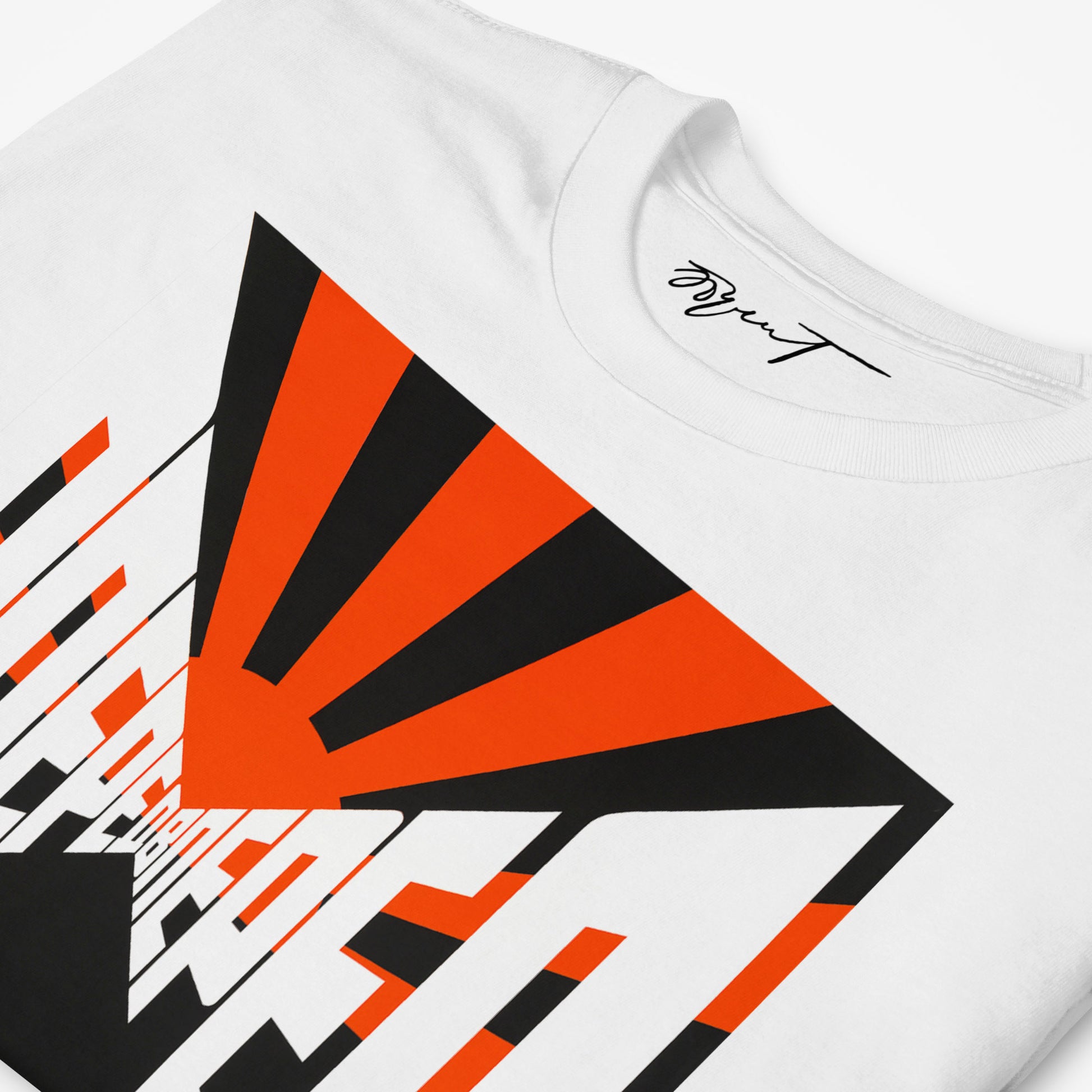 Premium neck label of a white T-shirt featuring Soviet Visual branding for authenticity