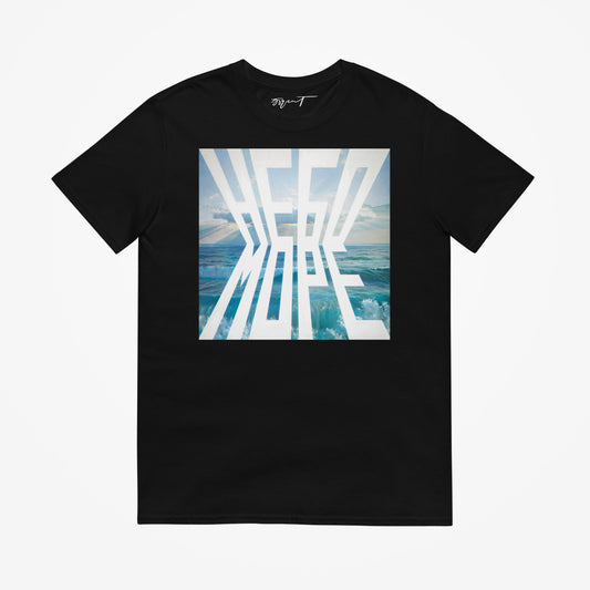 Black T-shirt showcasing Erik Bulatov's 1985 Sky and Sea artwork with its infinite horizon design