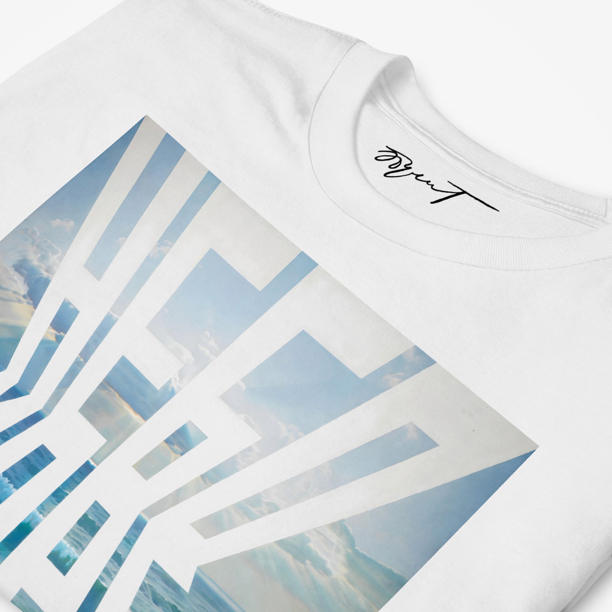 Premium neck label of a white T-shirt featuring Soviet Visual branding for authenticity