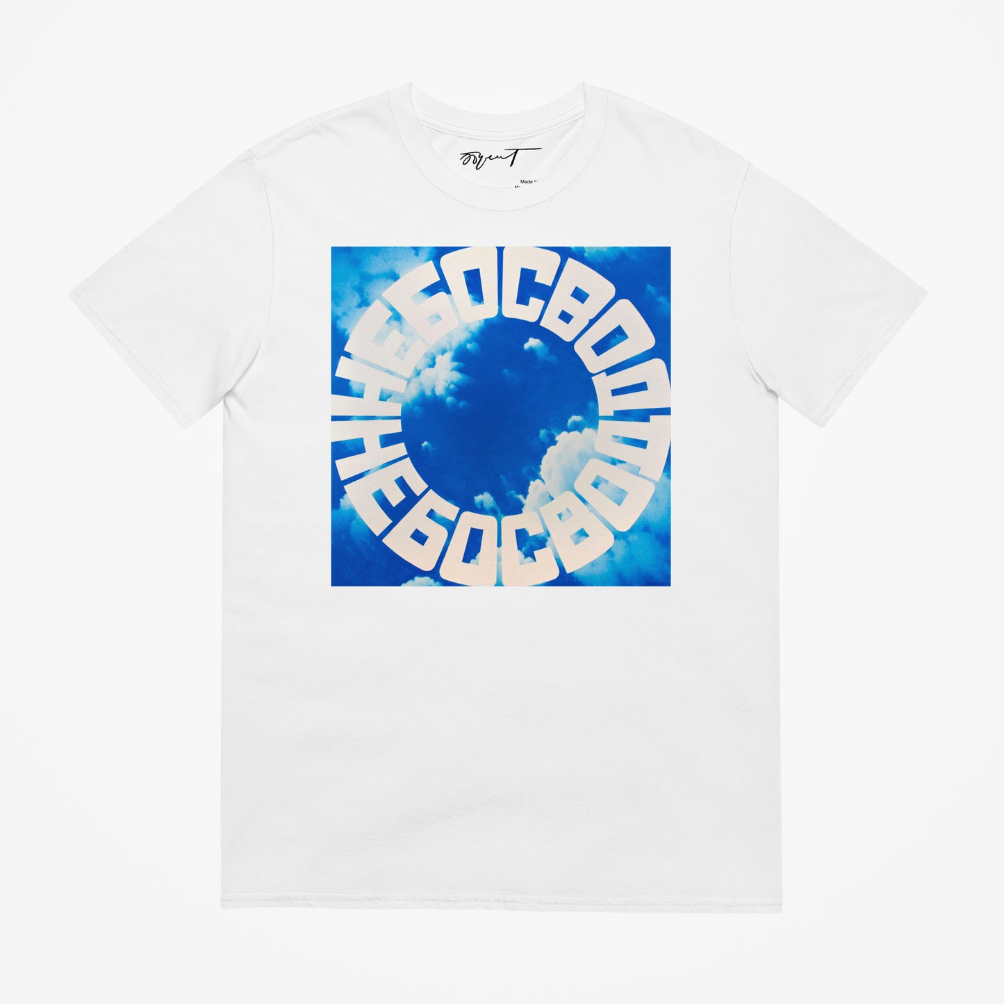White T-shirt featuring Erik Bulatov’s Небосвод (Sky/Firmament) artwork, showcasing surreal sky and firmament design