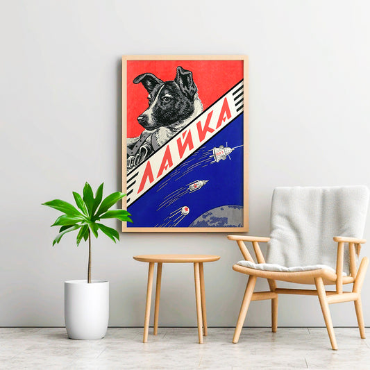 Large Soviet Laika the Space Dog poster