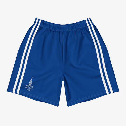 Moscow 1980 Olympic shorts – navy Soviet sportswear with vintage USSR design.