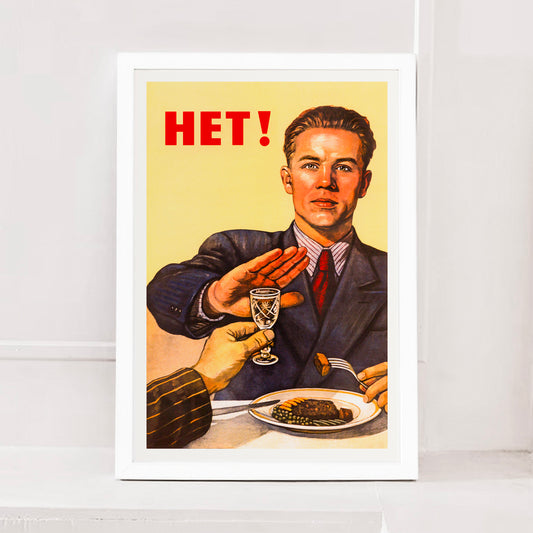 Vintage soviet NET - No to alcohol poster