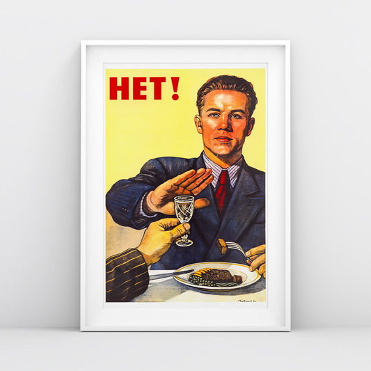 Museum-quality reproduction of "НЕТ" (No) Soviet propaganda poster.