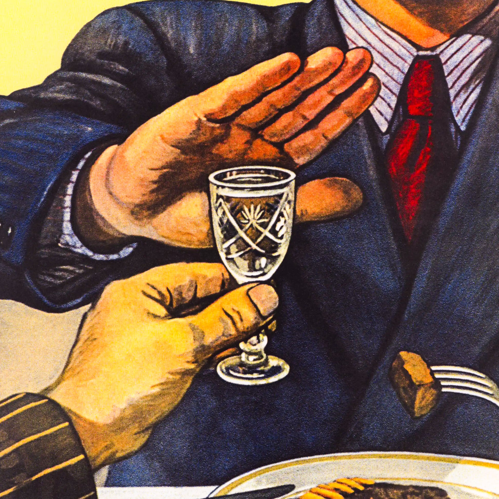 Detailed shot of archival print – bold USSR anti-drinking message.