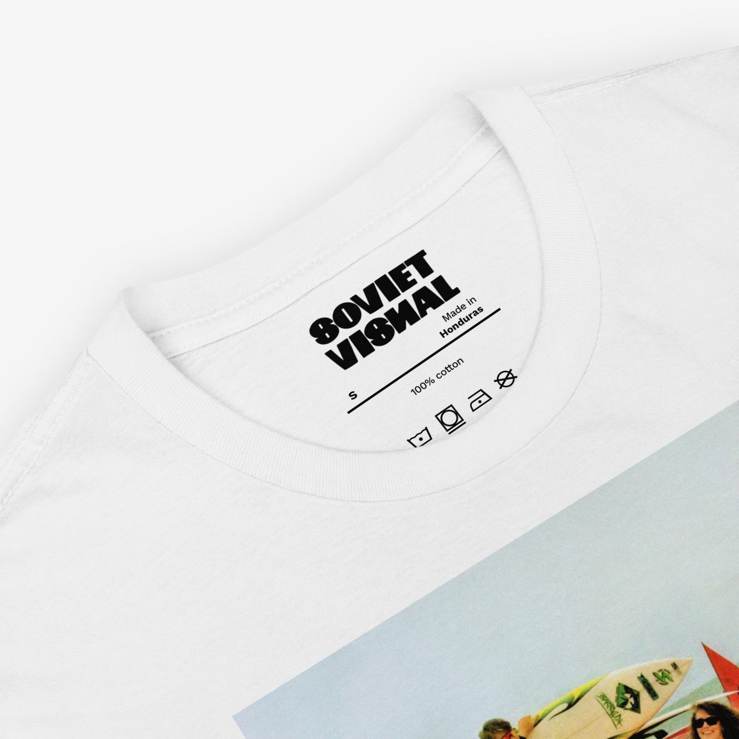 Soviet Visual signature neck label inside a premium cotton T-shirt with a Niva design