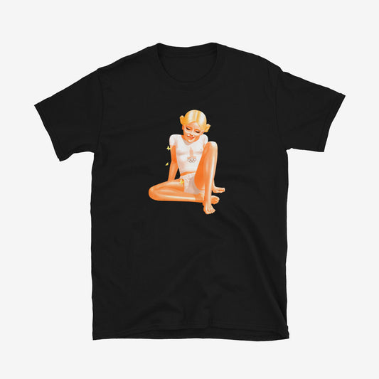 Unisex Moscow 1980 Olympics Pioneer Girl Shirt - Tee with a sexy Soviet girl