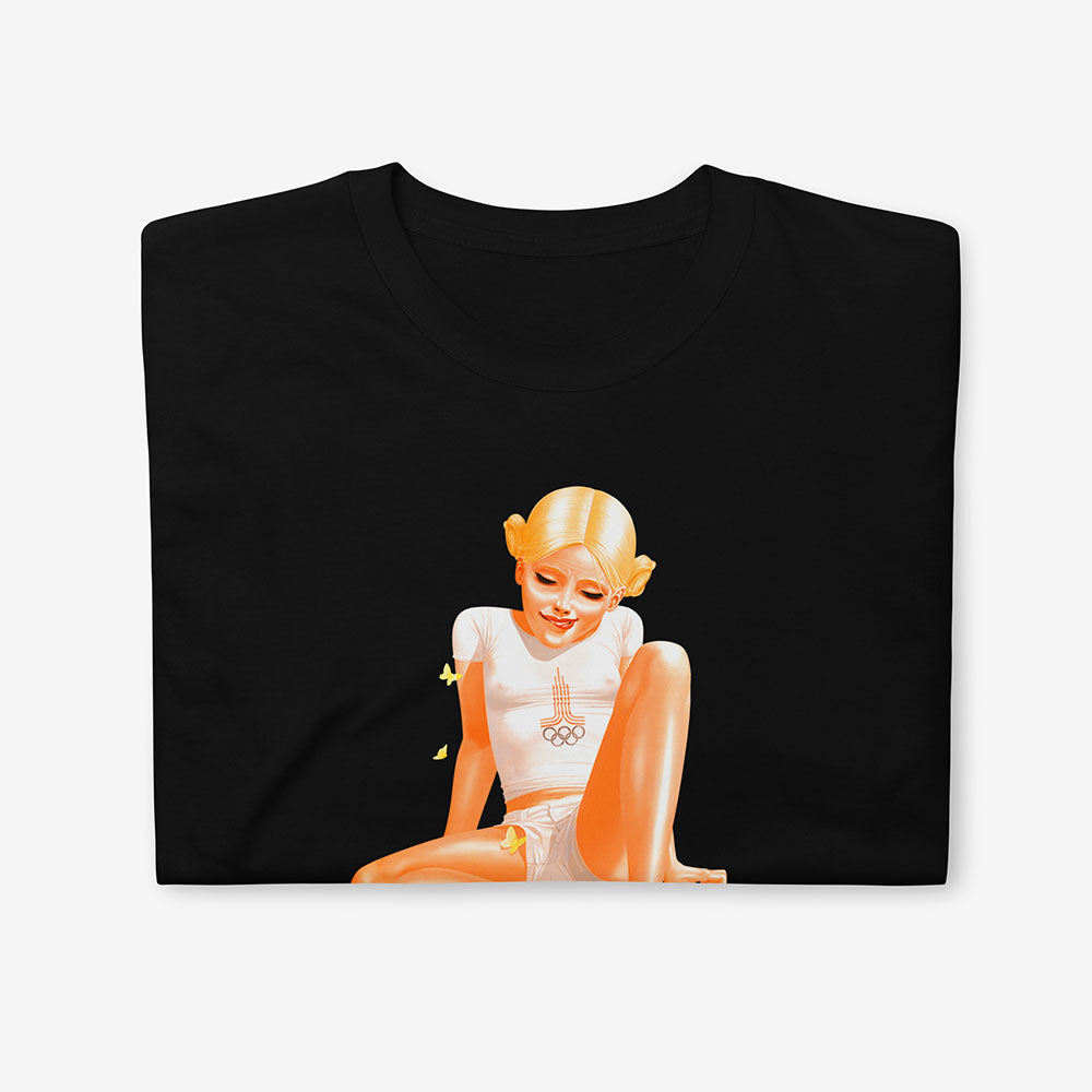 Unisex Moscow 1980 Olympics Pioneer Girl Shirt - Tee with a sexy Soviet girl