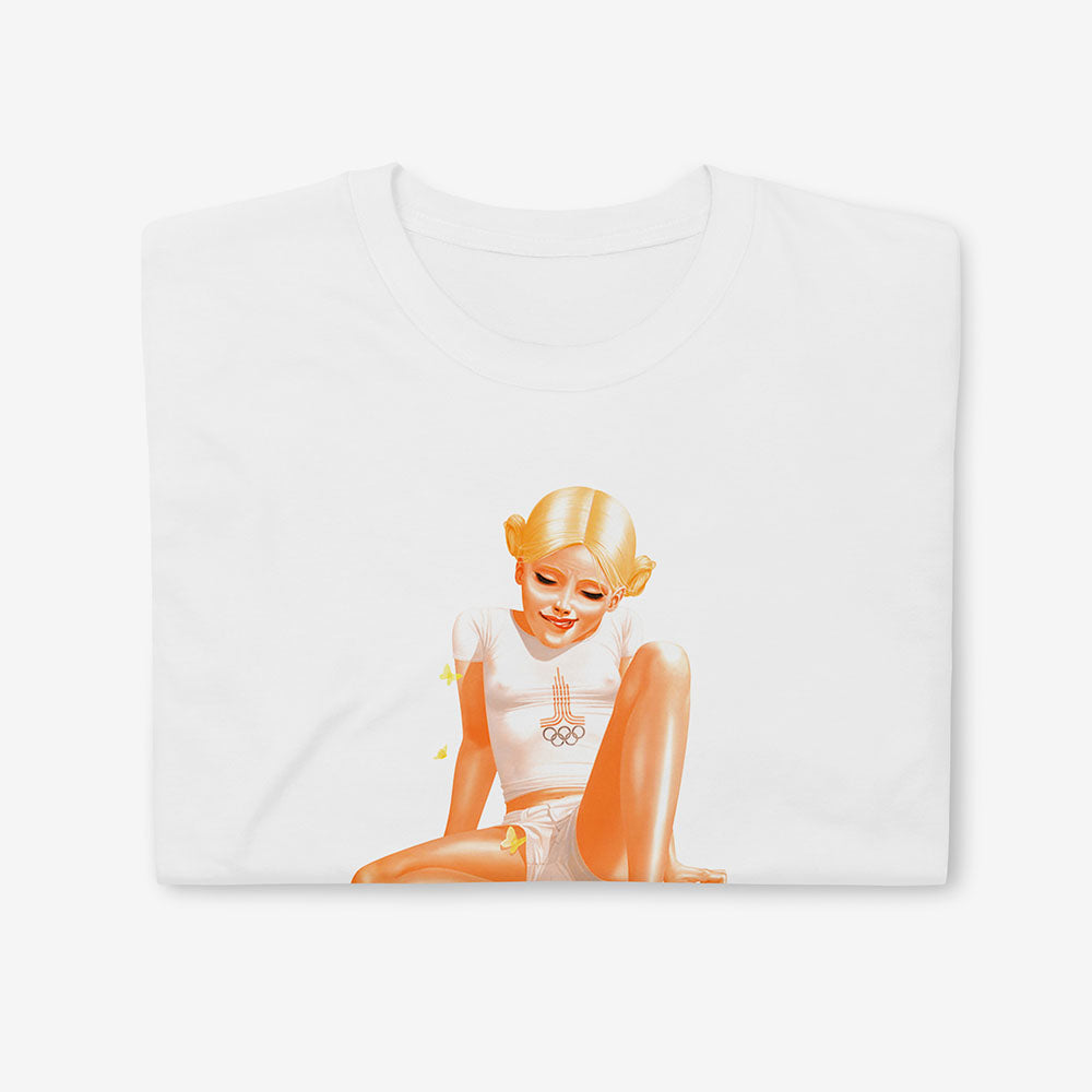 Unisex Moscow 1980 Olympics Pioneer Girl Shirt - Tee with a sexy Soviet girl