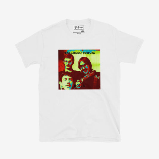 Egor Letov Posev T-shirt featuring Soviet punk album artwork.