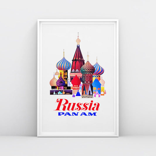 Vintage Pan Am Soviet Russia travel poster – St. Basil’s Cathedral, Moscow