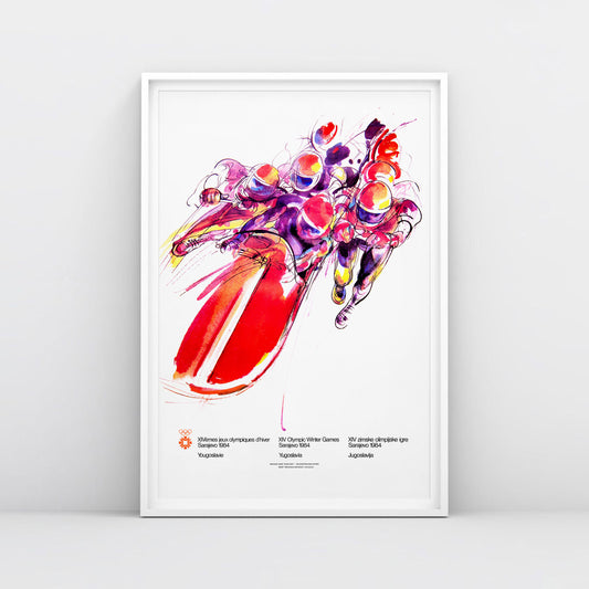 Bobsleigh Sarajevo 1984 Winter Olympics poster by Ismar Mujezinović – museum-quality print
