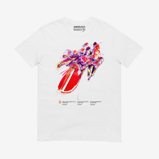 Bobsleigh Sarajevo 1984 Winter Olympics unisex T-shirt with artwork by Ismar Mujezinović