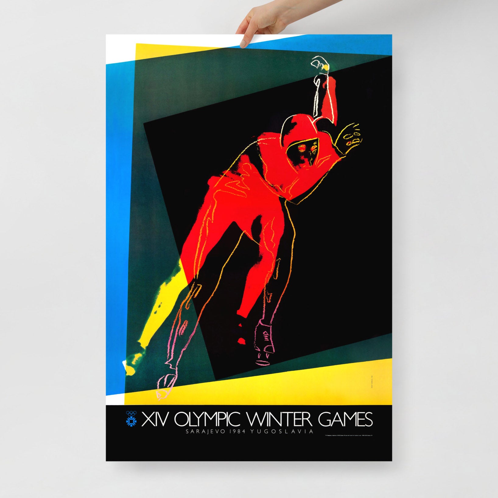 Large Andy Warhol Sarajevo 1984 Olympic Games poster in ultra-high resolution, exclusive to our store