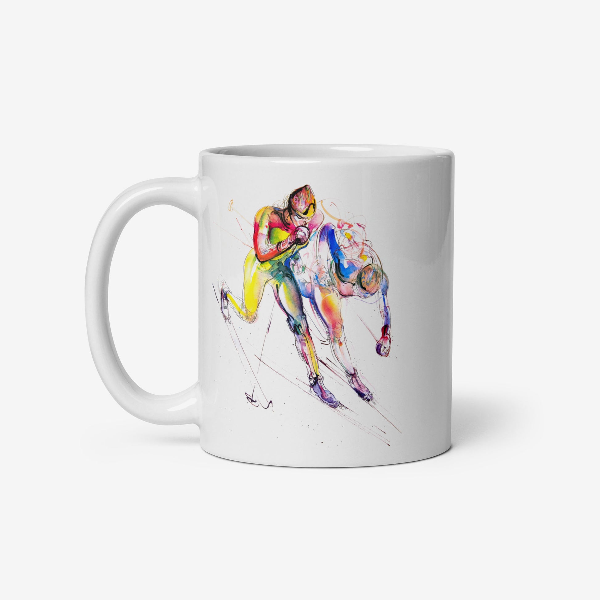 Skiing Olympic mug with Sarajevo 1984 artwork by Ismar Mujezinović