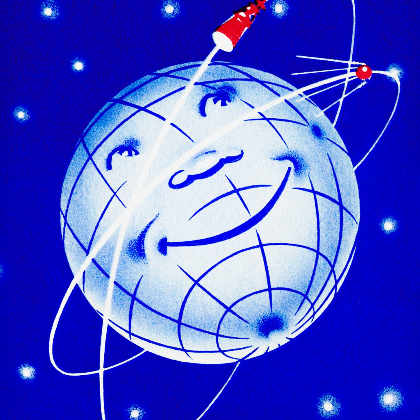 Soviet Sputnik poster – First in the world, large archival-quality space artwork