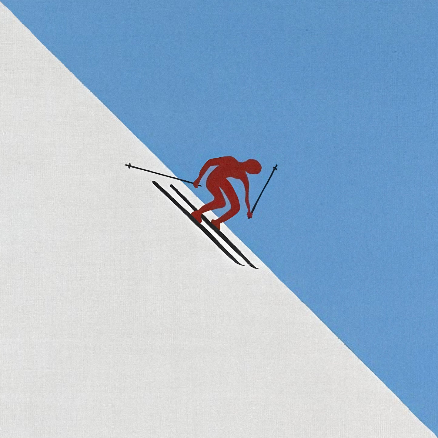 Soviet avant-garde poster featuring "Skier" (Лыжник) by Timur Novikov, a key figure in Leningrad’s underground art scene.