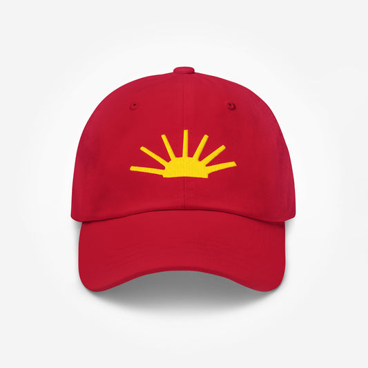 Timur Novikov "Sun" Dad Hat featuring embroidered Soviet avant-garde artwork. Adjustable strap, premium quality, exclusive to Soviet Visual.