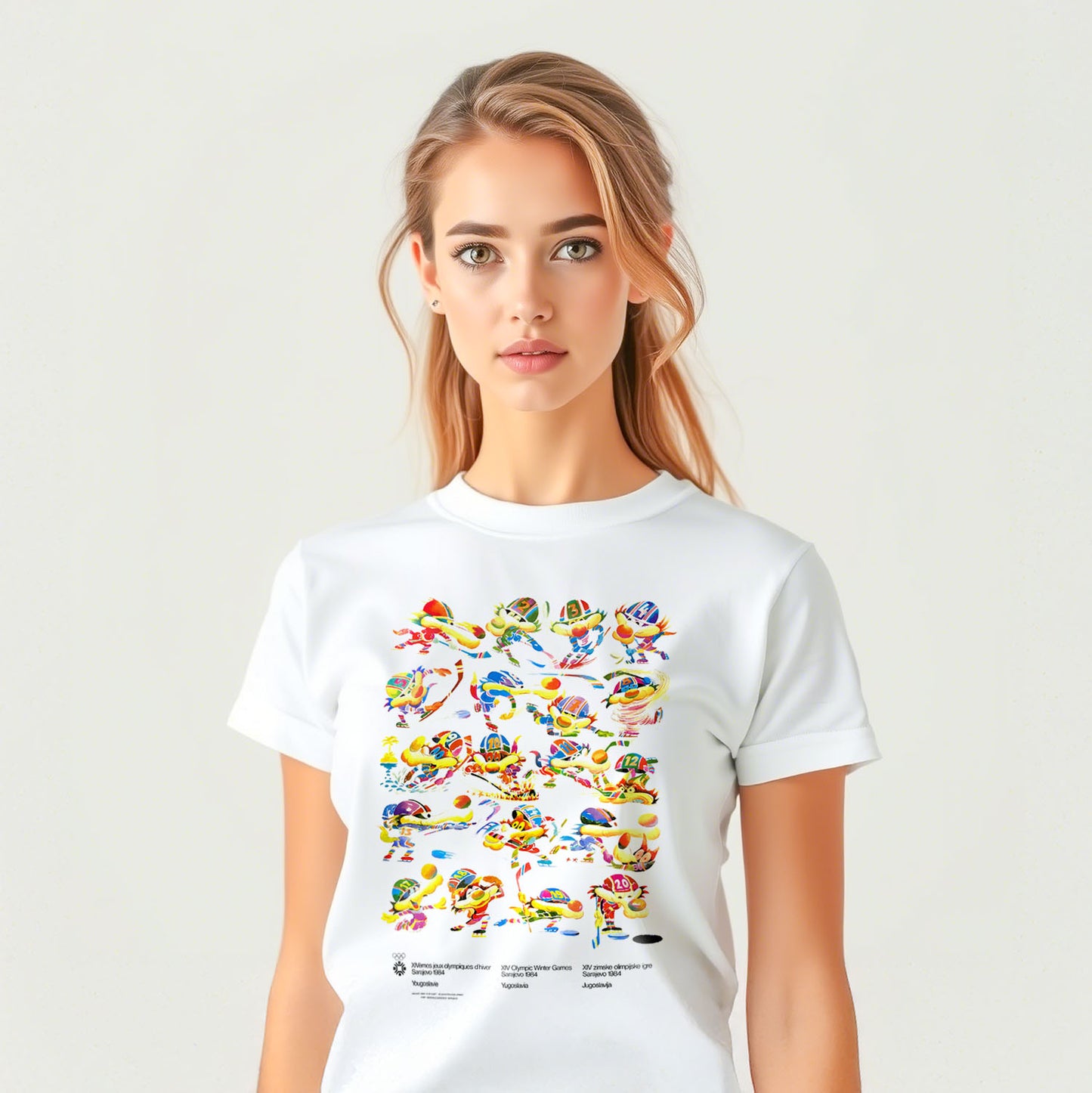 Unisex T-shirt featuring Vučko the wolf from Sarajevo 1984 Olympics – rare Yugoslav design in high quality