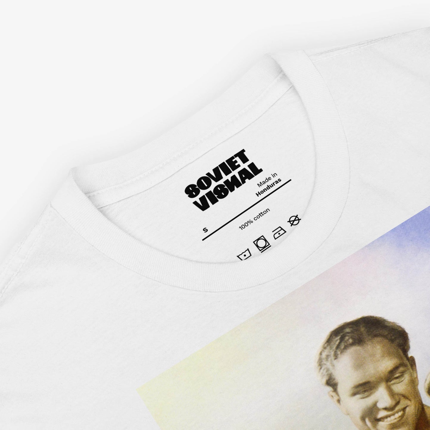 Unisex T-shirt with rare Koretsky Soviet poster design showing strong father and son with training message