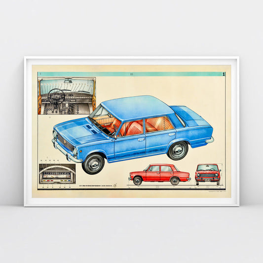 Lada Soviet Car poster - Large Rare Autoexport USSR Vintage Advertisement - Exclusive to Sovisual.art